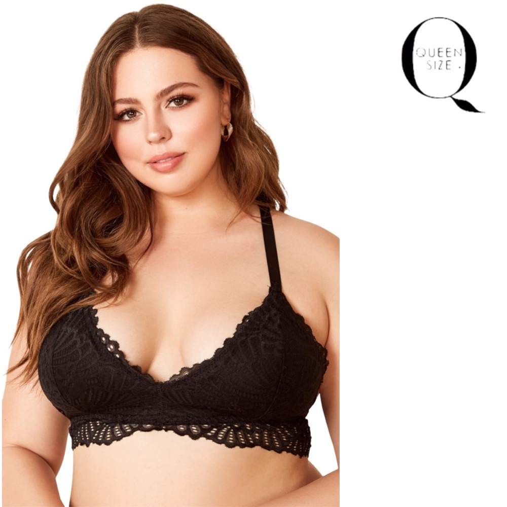 Floral Lace Overlay Bralette (Queen Size)
